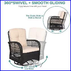 3PCS Outdoor Swivel Rocker Patio Chairs Set Furniture Sofa Rattan Wicker Chair