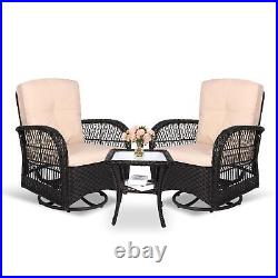 3PCS Outdoor Swivel Rocker Patio Chairs Set Furniture Sofa Rattan Wicker Chair