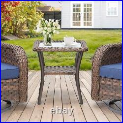 3PCS Outdoor Swivel Rocker Patio Chairs Set Furniture Sofa Rattan Wicker Chair