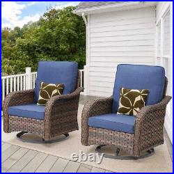 3PCS Outdoor Swivel Rocker Patio Chairs Set Furniture Sofa Rattan Wicker Chair