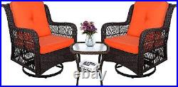 3PCS Outdoor Swivel Rocker Patio Chairs Set Furniture Sofa Rattan Wicker Chairs