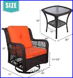 3PCS Outdoor Swivel Rocker Patio Chairs Set Furniture Sofa Rattan Wicker Chairs