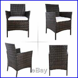 3PCS Patio Furniture Set Outdoor Wicker Bistro Rattan Cushion Coffee Table Chair