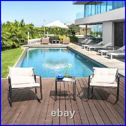 3PCS Patio Furniture Sets Ricker Sectional Armchairs Wicker Rattan Cushions New