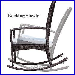 3PCS Patio Outdoor Wicker Bistro Set Furniture Rocking Chair Rattan Porch Couch