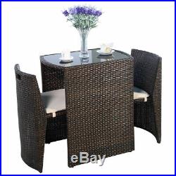 3PCS Patio Rattan Coffee Table Chair Set Outdoor Garden Wicker Dinning Furniture