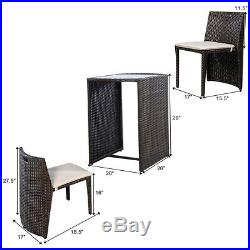 3PCS Patio Rattan Coffee Table Chair Set Outdoor Garden Wicker Dinning Furniture