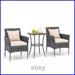 3PCS Patio Rattan Furniture Set Chairs & Table Garden Coffee
