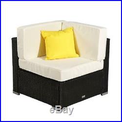 3PCS Patio Rattan Sofa Set In/Outdoor Sectional Couch Wicker Chairs with Cushion
