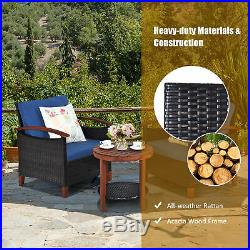 3PCS Patio Wicker Rattan Conversation Set Outdoor Furniture Set with Cushion