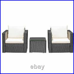 3PCS Rattan Patio Conversation Furniture Set Outdoor Sofa Set with Cushions