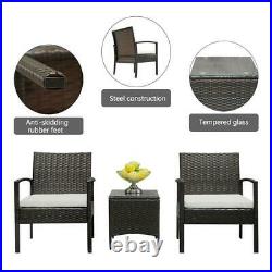 3PCS Rattan Patio Furniture Sofa Set Garden Lawn Chairs Cushioned Seat + Table