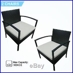 3PCS Rattan Wicker Patio Furniture Cushioned Set Table & Chair Outdoor Garden