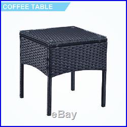 3PCS Rattan Wicker Patio Furniture Cushioned Set Table & Chair Outdoor Garden