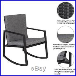 3PC All-Weather Rattan Wicker Furniture Rocking Chair Set of 2 Rocker Side Table