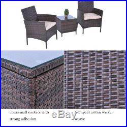 3PC Bar Set Patio Furniture Set Outdoor Brown Rattan Chair and Table