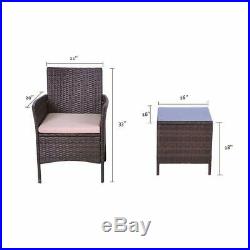 3PC Bar Set Patio Furniture Set Outdoor Brown Rattan Chair and Table