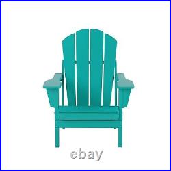3PC Folding Adirondack Chair with Coffee Table Set Patio Outdoor Poly Material