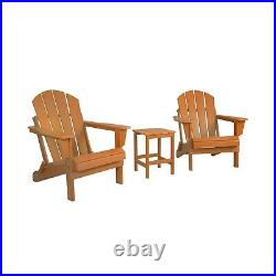 3PC Furniture Folding Outdoor Patio Poly Adirondack Chair Set Side Corner Table