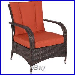 3PC Outdoor Patio Mix Brown Rattan Wicker Furniture Set Seat Cushioned Orange
