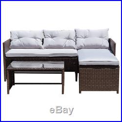 3PC Outdoor Patio Sofa Set Rattan Wicker Deck Couch Garden Furniture