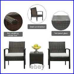 3PC Outdoor Patio Sofa Set Rattan Wicker Table Chairs /w Couch Garden Furniture