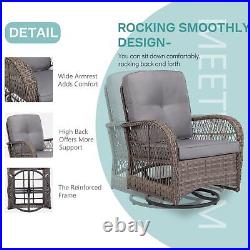 3PC Outdoor Wicker Swivel Rocker Patio Bistro Chairs Set Rattan Furniture Sets