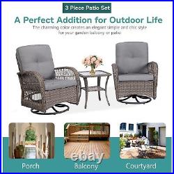 3PC Outdoor Wicker Swivel Rocker Patio Bistro Chairs Set Rattan Furniture Sets