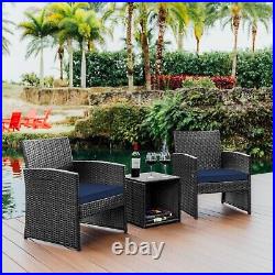 3PC Patio Outdoor Chairs set with Table, Outdoor Wicker Furniture set for Lawn