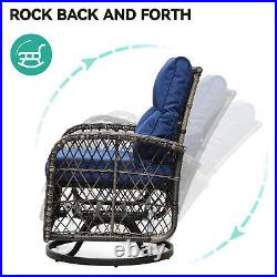 3PC Patio Outdoor Swivel Glider Rocker Wicker Bistro Rocking Furniture Chairs