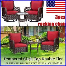 3PC Swivel Rocker Patio Garden Furniture Set Sectional Sofa Rattan Chairs Wicker