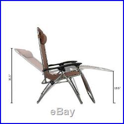 3PC Zero Gravity Folding Beach Recliner Chair Adjustable Patio Garden Lounge