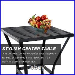 3Pc Rattan Wicker Bistro Set Bar Table High Stool Garden Patio Furniture
