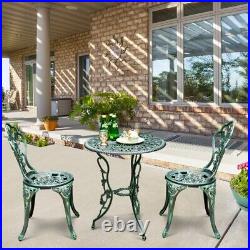 3Pcs Outdoor Cast Aluminum Patio Furniture Garden Pub Bistro Chair & Table Set