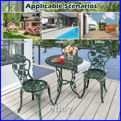 3Pcs Outdoor Cast Aluminum Patio Furniture Garden Pub Bistro Chair & Table Set