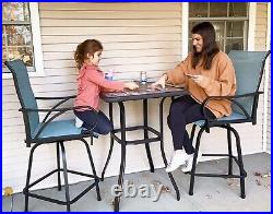 3Pcs Outdoor Patio Bar Set Textilene Swivel Bar Height Patio Chairs & Bar Table
