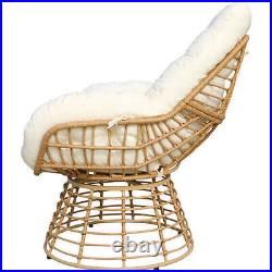 3Pcs Outdoor Swivel Chair Wicker Patio Furniture 360-Degree Sets Rattan Chair