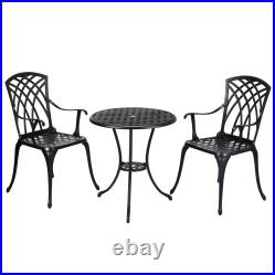 3Pcs Patio Bistro Set Cast Aluminum Bistro Table Set Round Outdoor Dining Table