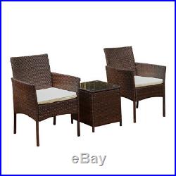 3Pcs Rattan Garden Patio Furniture Set Outdoor Table Chairs Conservatory Bistro