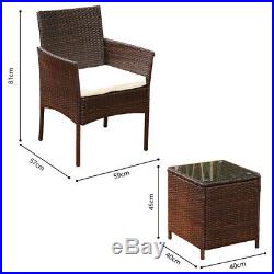 3Pcs Rattan Garden Patio Furniture Set Outdoor Table Chairs Conservatory Bistro