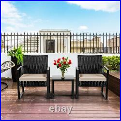 3Pcs Wicker Patio Furniture Rattan Chairs Table Conversation Sets Outdoor