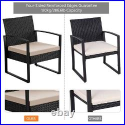 3Pcs Wicker Patio Furniture Rattan Chairs Table Conversation Sets Outdoor