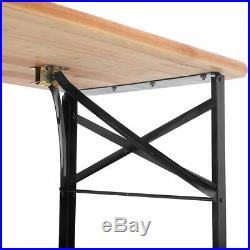 3 PCS Beer Table Bench Set Folding Wooden Top Picnic Table Patio Garden New