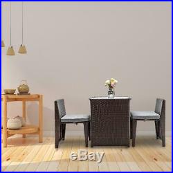 3 PCS Cushioned Indoor/Outdoor Wicker Patio Set Garden Sofa Home Furniture Seat