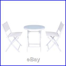 3 PCS Folding Bistro Table Chairs Set Garden Backyard Patio Furniture White New