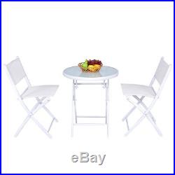 3 PCS Folding Bistro Table Chairs Set Garden Backyard Patio Furniture White New