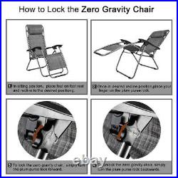 3 PCS Folding Zero Gravity Reclining Lounge Chairs + Table Outdoor Beach Patio