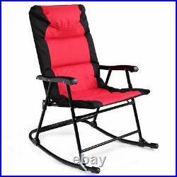 3 PCS Outdoor Folding Rocking Chair Table Set Bistro Sets Patio Furniture Red