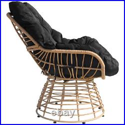 3 PCS Outdoor Swivel 360° Patio Chairs Set Furniture Sofa Rattan Chair Wicker