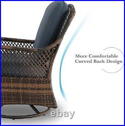 3 PCS Outdoor Swivel Rocker Patio Chairs Set Furniture Sofa Rattan Chair Wicker